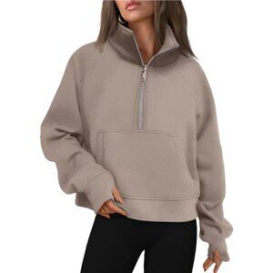 AUTOMET Womens Sweatshirts Half Zip Cropped Pullover Fleece